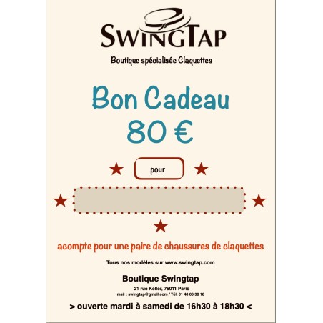 Bon cadeau 80 € chaussures de claquettes