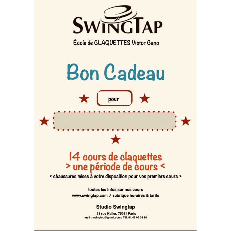 Bon cadeau période pour 14 cours de claquettes